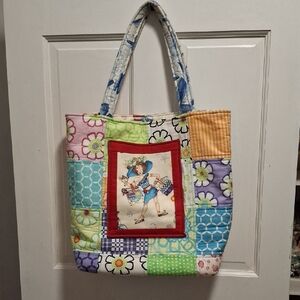 Colorful Patchwork Floral Tote Bag. "Beach Baby Bag"